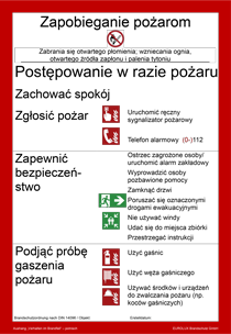 Brandschutzordnung DIN 14096 Teil A Polnisch